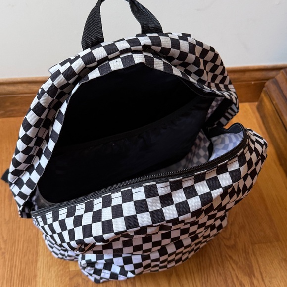 Vans Old Skool Checkered Backpack Bookbag Black White Large Padded Inside Pocket - Picture 4 of 11